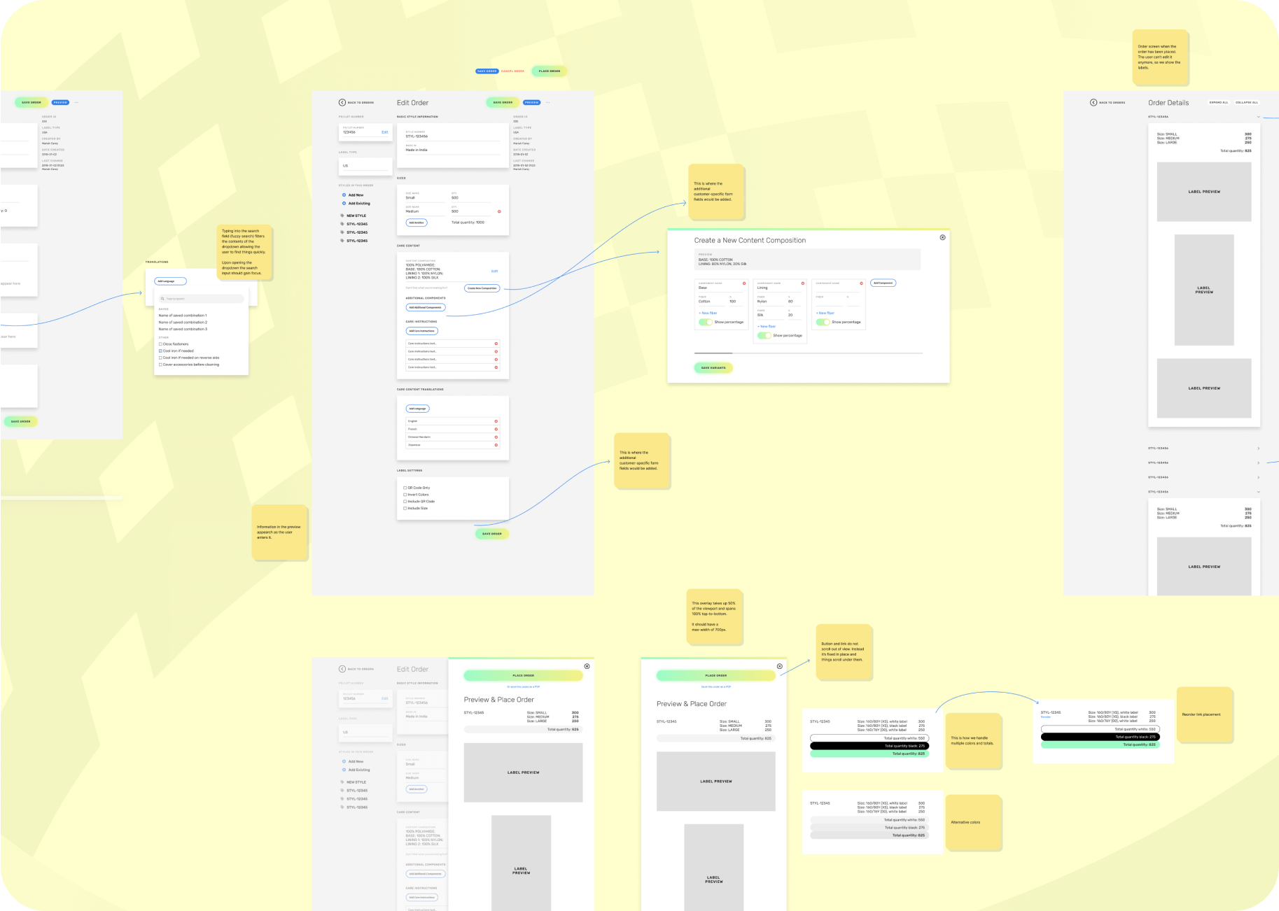 A screenshot of various UI elements and mockups from Figma showcasingthe design process.